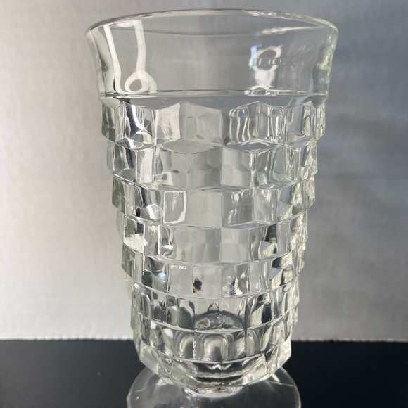 4 Vintage 6” 12oz Indiana Glass Whitehall Clear Cubist Drinking Glass / Tumblers - Picture 3 of 4